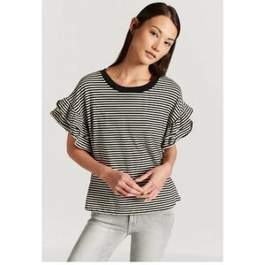 Current Elliott Carina Top Stripe
Black White Ruffle Sleeve Tee Size 2 (M)